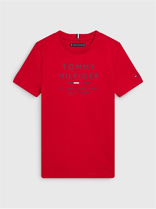 T-shirt rossa con logo TOMMY HILFIGER | KB0KB08027JXNL##